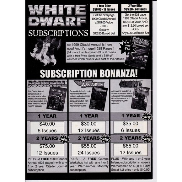 Citadel Miniatures 1999 Price List Games Workshop US Mail Order Catalog VG - Picture 6 of 6